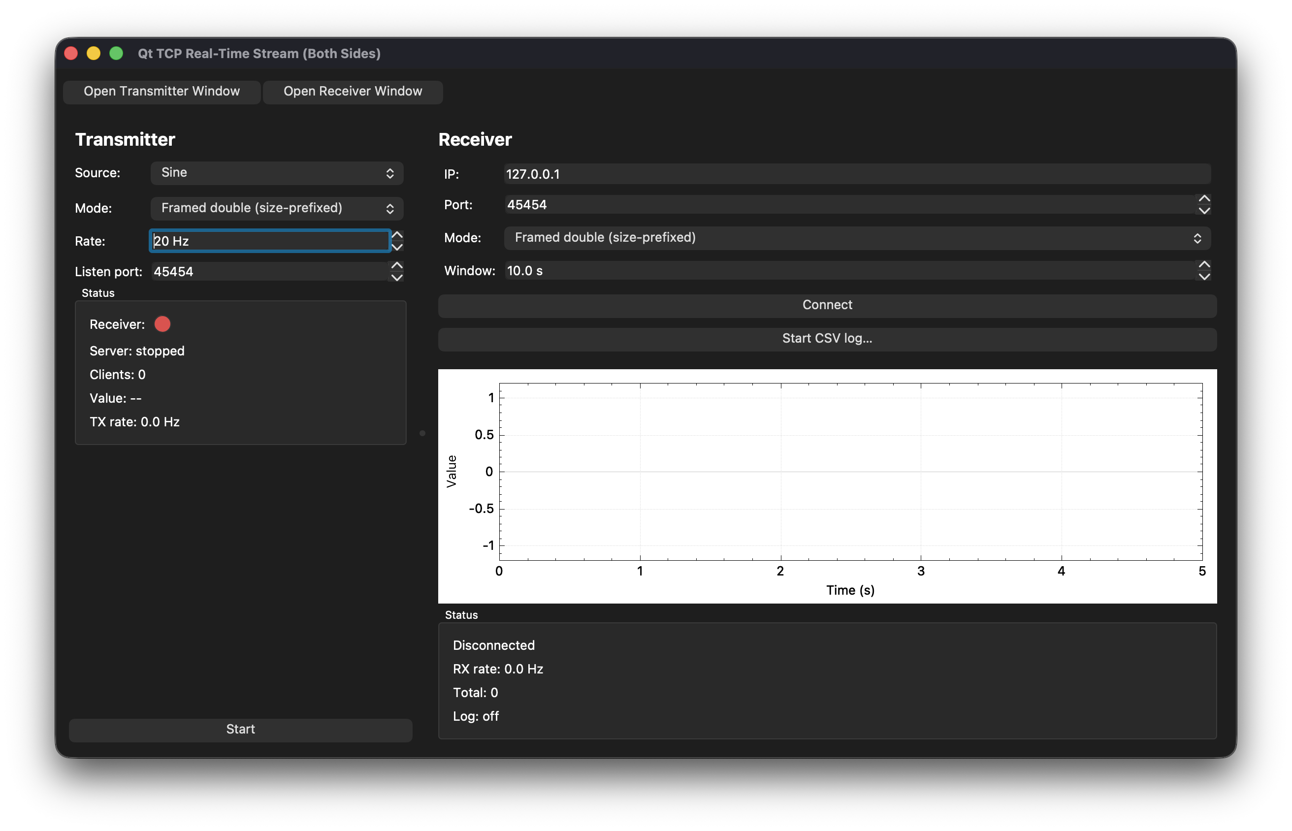 Qt TCP Streaming App